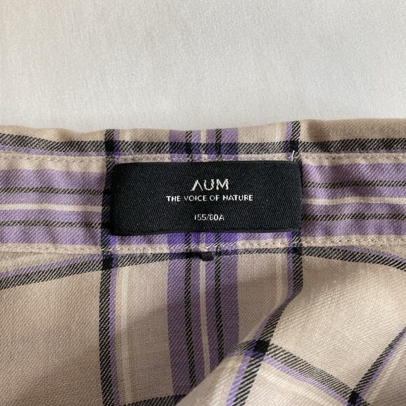 AUM The Voice Of Nature Plaid Flannel Button Up Shirt Est. Size L Sustainable - Picture 3 of 12